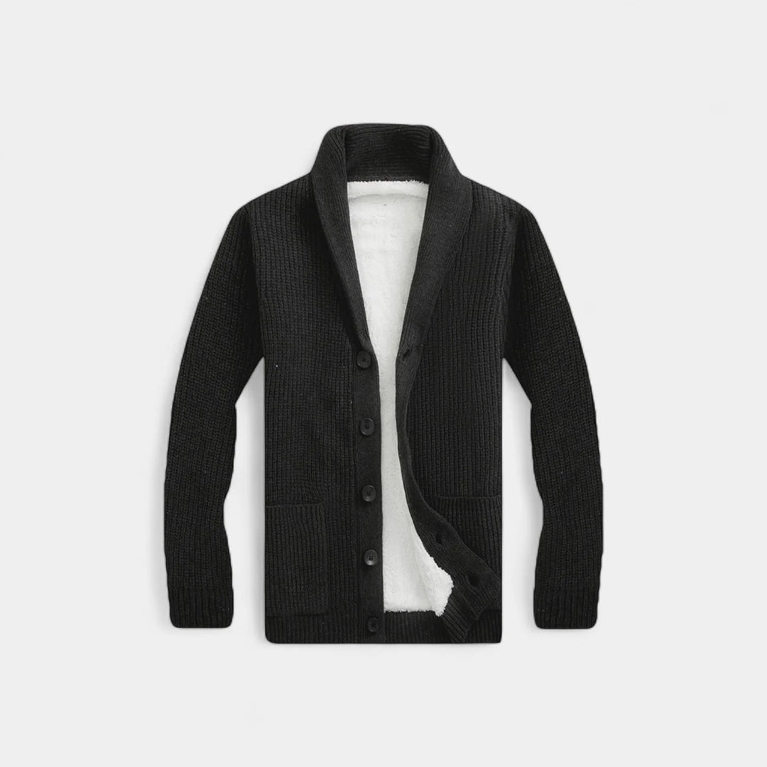 Men's Knitted Cardigan Sweater – Minimalist V-Neck Wool Blend Style