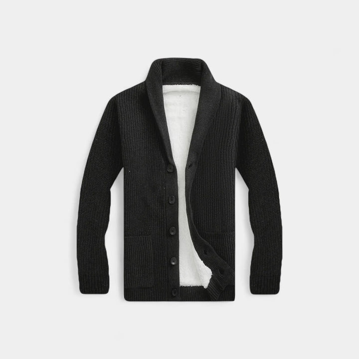 Men's Knitted Cardigan Sweater – Minimalist V-Neck Wool Blend Style