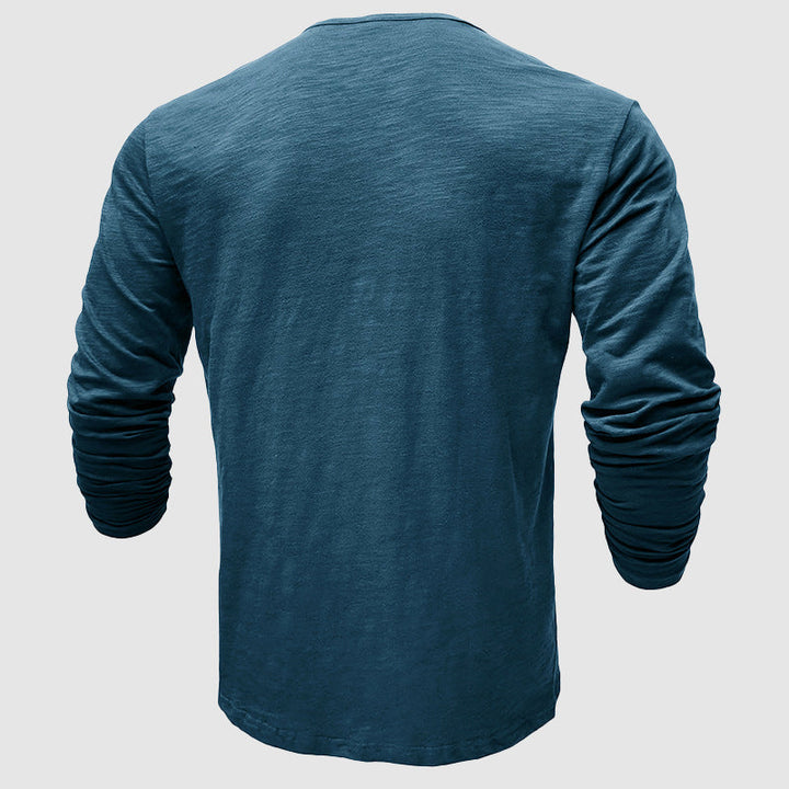 Men's Cotton Long Sleeve T-Shirt – Soft Pullover Crewneck Layer