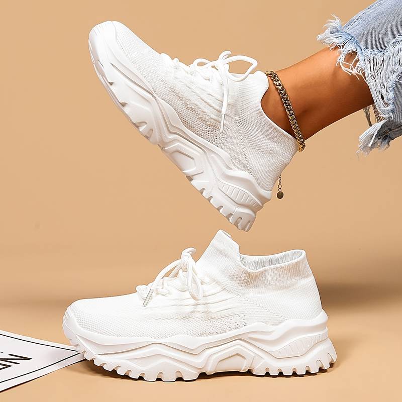 Women's Platform Sneakers – Breathable Fly-Knit Sports Shoes