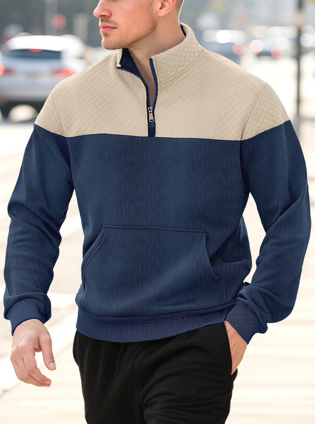 Men's Zip-Up Sweater – Knitted Minimalist Stretch Cardigan