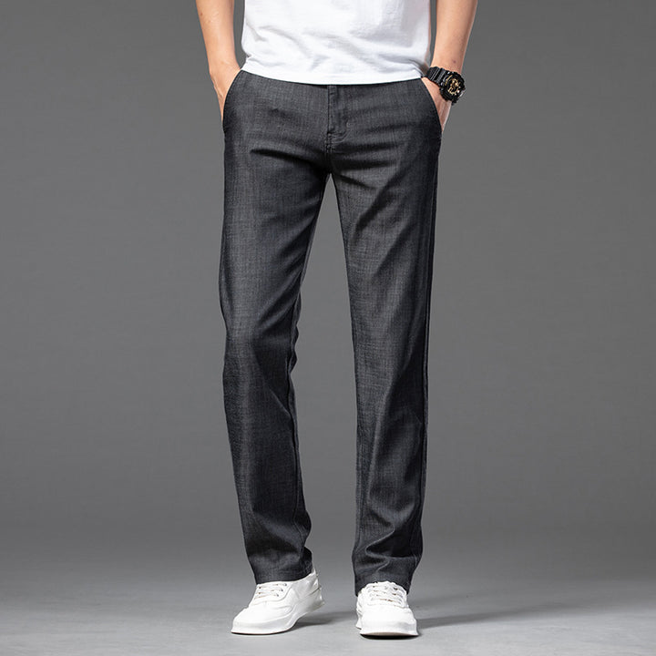 Men’s Stretch Jeans – Lightweight High Waist Straight-Leg Denim