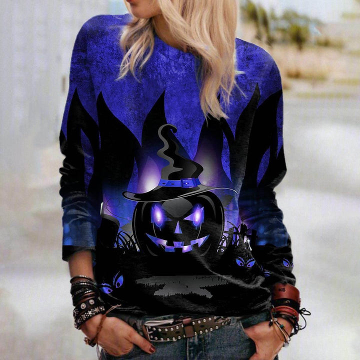 Women's Halloween Sweatshirt – Graphic Crew Neck with 3D Print