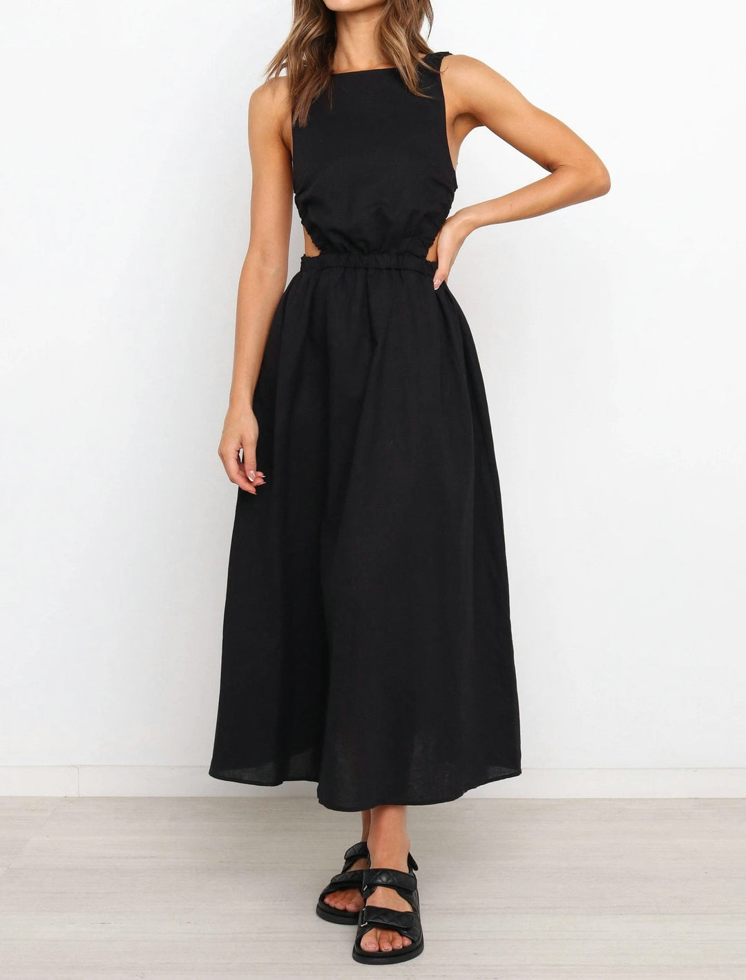 Maxi Dress for Women – Stretch Knit Halter, Sleeveless, Elastic Waist