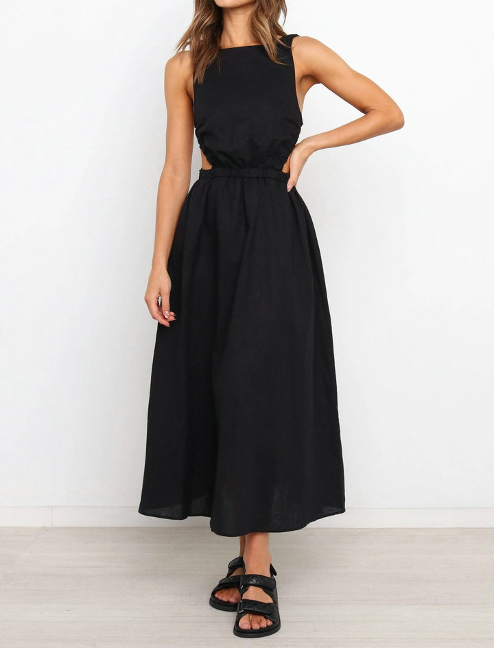 Maxi Dress for Women – Stretch Knit Halter, Sleeveless, Elastic Waist