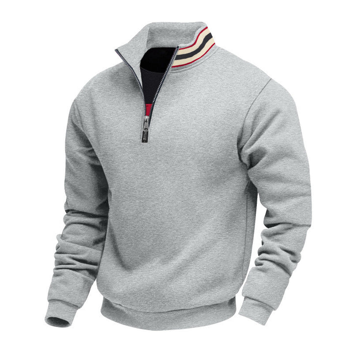 Men's Thermal Fleece-Lined Hoodie Stand Collar Half-Zip Pullover