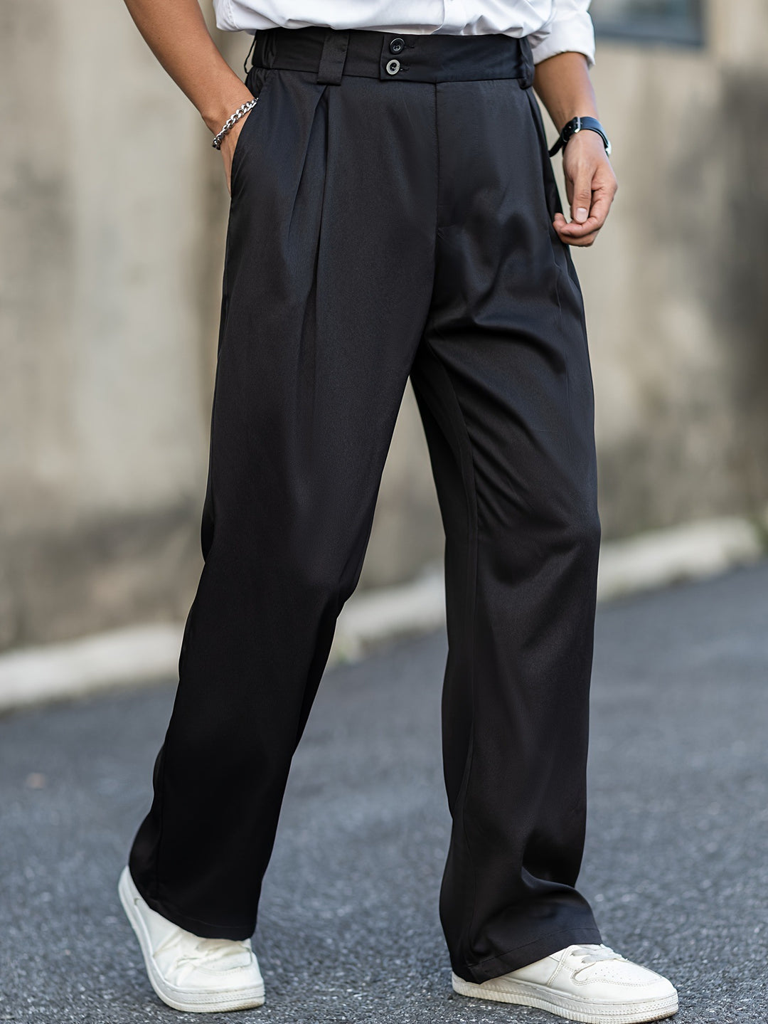 Men's Rabbit Fur Cropped Trousers – High-Waisted Straight Fit