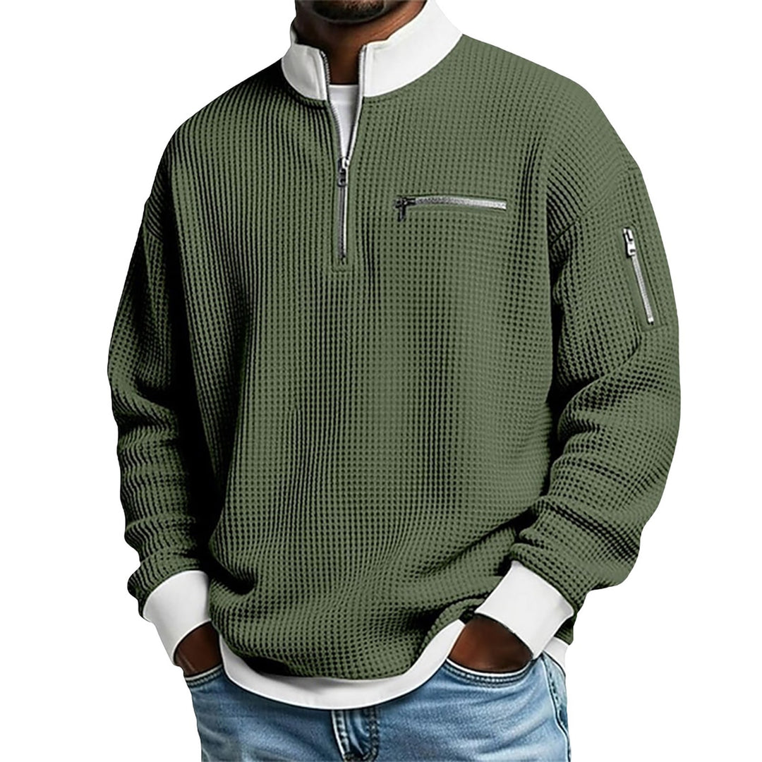 Men's Zip-Up Long Sleeve Sweatshirt – Streamlined Cardigan Style