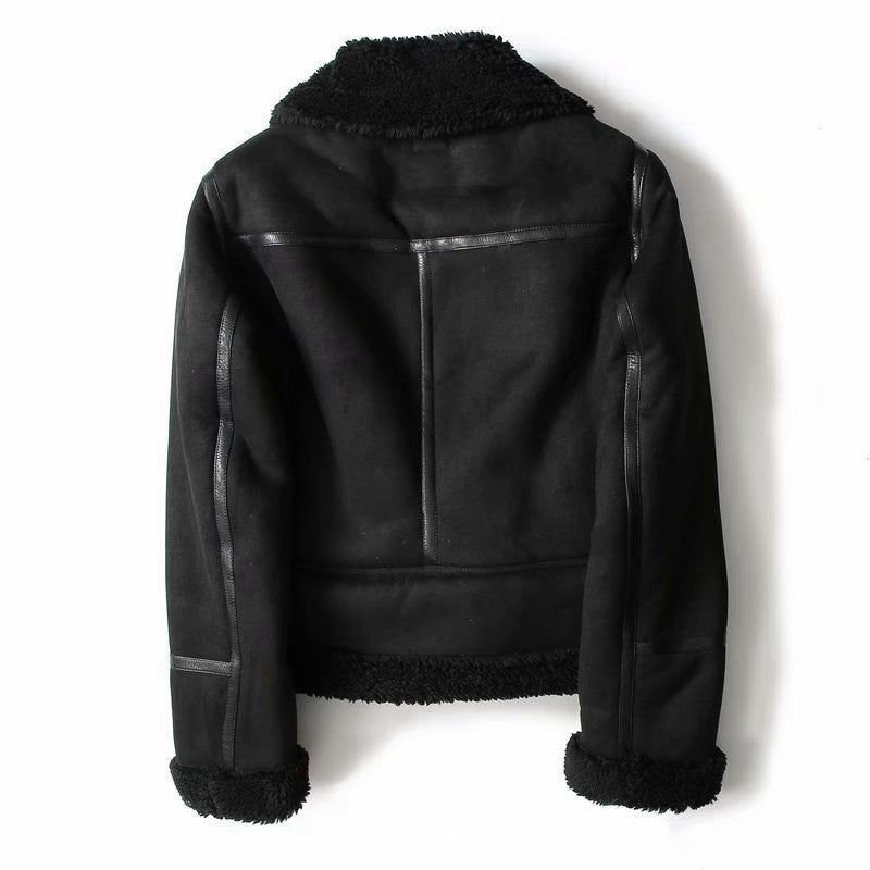 Suede Lapel Jacket for Women – Soft Lined Moto Style