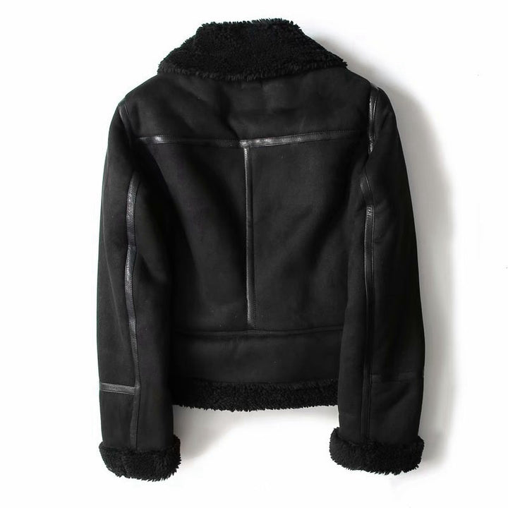 Suede Lapel Jacket for Women – Soft Lined Moto Style
