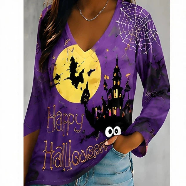 Women's Halloween Hoodie – Soft Fleece Artistic Retro 3D Print Pullover