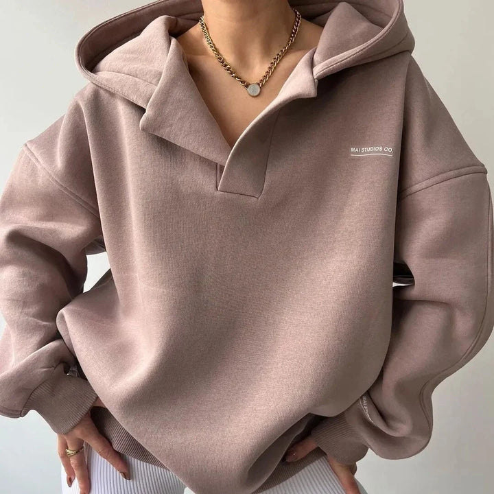 Women's Fleece-Lined Hoodie Sweatshirt – Relaxed Fit Pullover