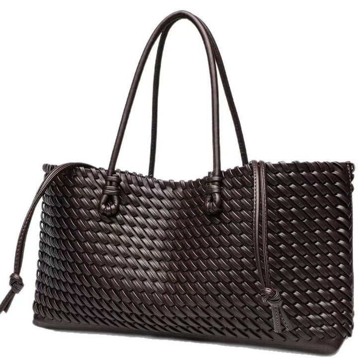 Woven Tote Bag for Women – Vegan Leather, Structured Design