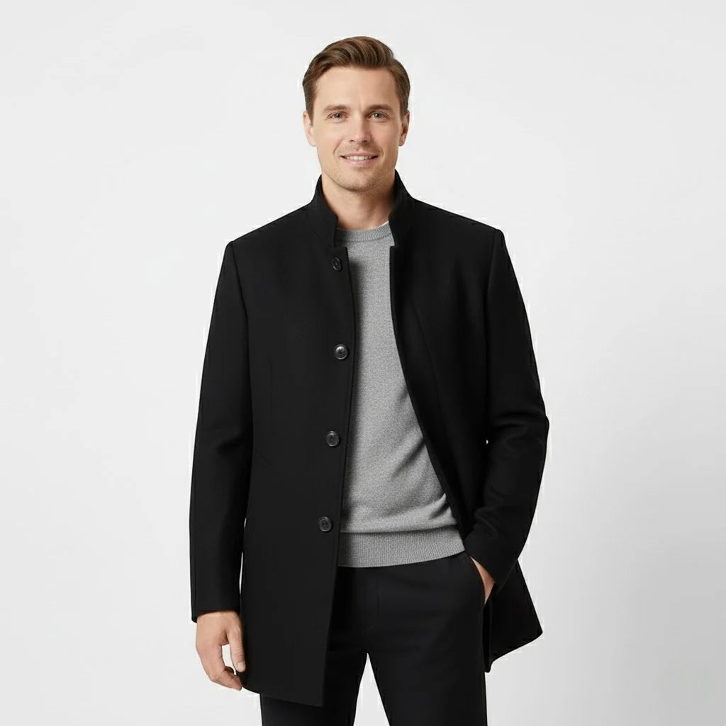 Men's Merino Wool Coat – Structured Silhouette with Removable Lining