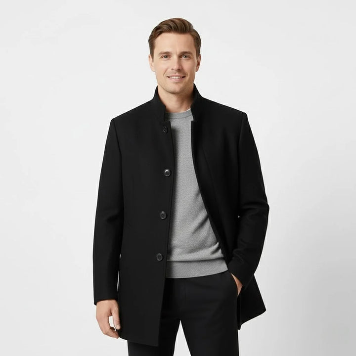 Men's Merino Wool Coat – Structured Silhouette with Removable Lining