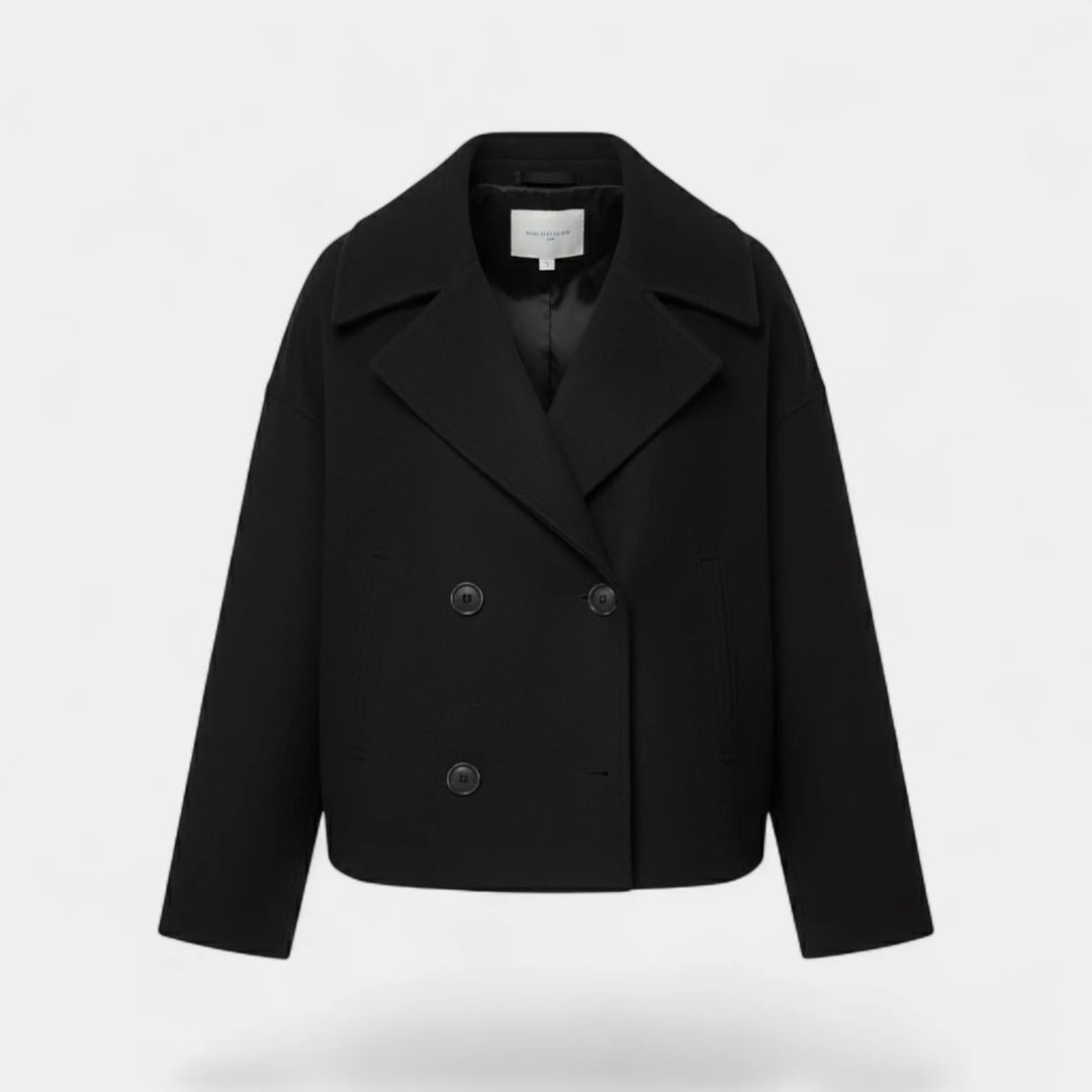 Women's Cropped Wool Blend Jacket – Double-Breasted, Structured Fit