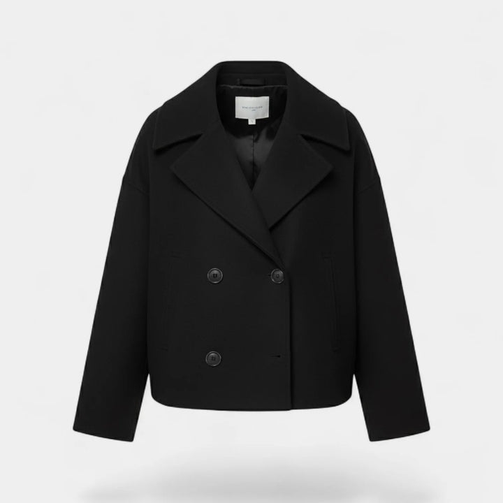 Women's Cropped Wool Blend Jacket – Double-Breasted, Structured Fit