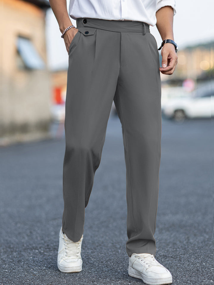 Men's Straight-Leg Trousers – Pleated Casual Style