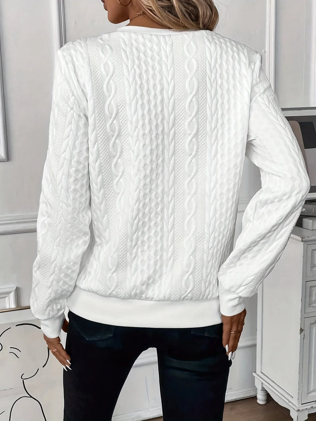 Women's Quilted Jacquard Hoodie – Cozy Street-Style Pullover