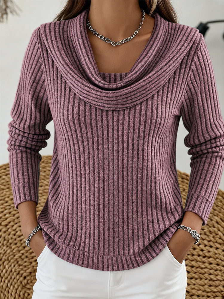 Ribbed Knit Long Sleeve Top – Women's Relaxed Artistic Shirt