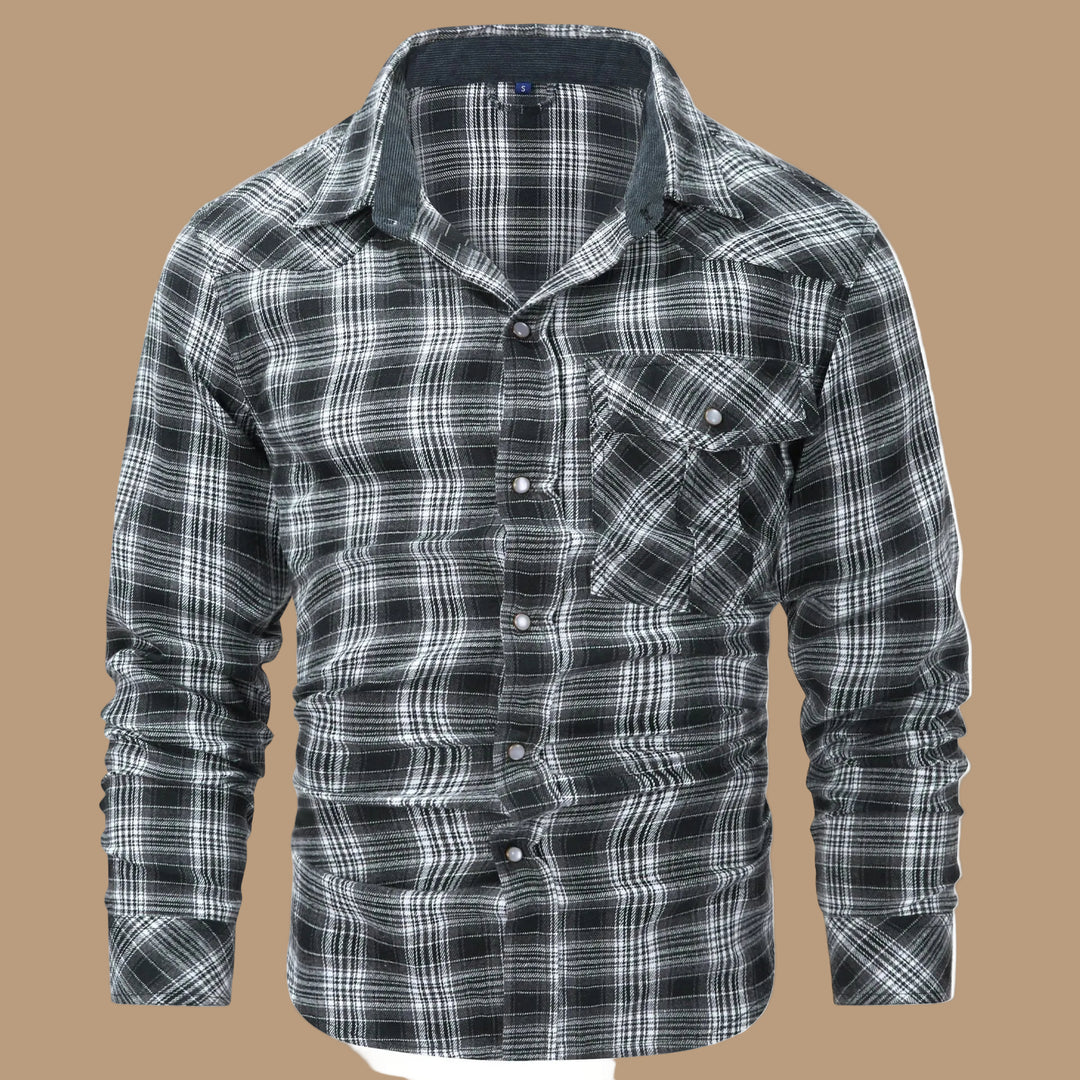 Men's Flannel Shirt – Plaid, Long Sleeve, Relaxed Fit, Retro Style