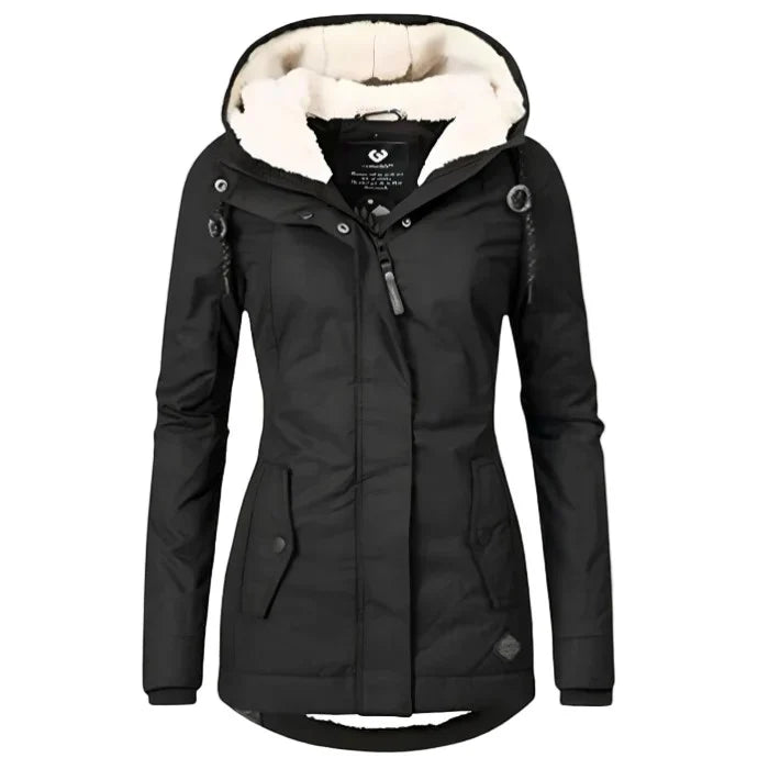 Women's Quilted Hooded Coat – Relaxed Fit Fleece-Lined