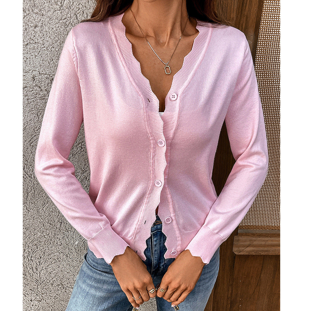 Women's Lightweight Knit Cardigan – V-Neck Long Sleeve Layer