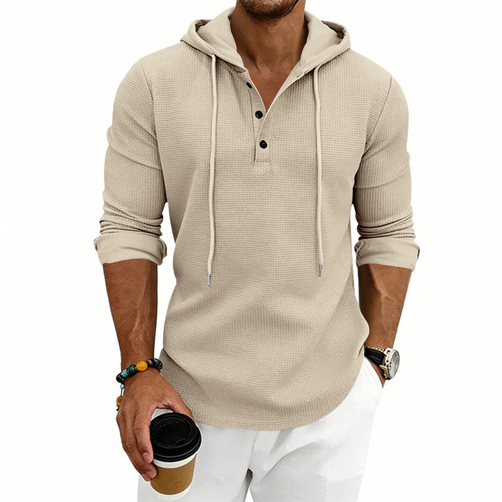 Men’s Henley Sweatshirt – Soft Structured Cotton Long Sleeve Pullover