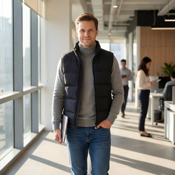 Men's Quilted Vest – Lightweight Fitted Technical Fabric