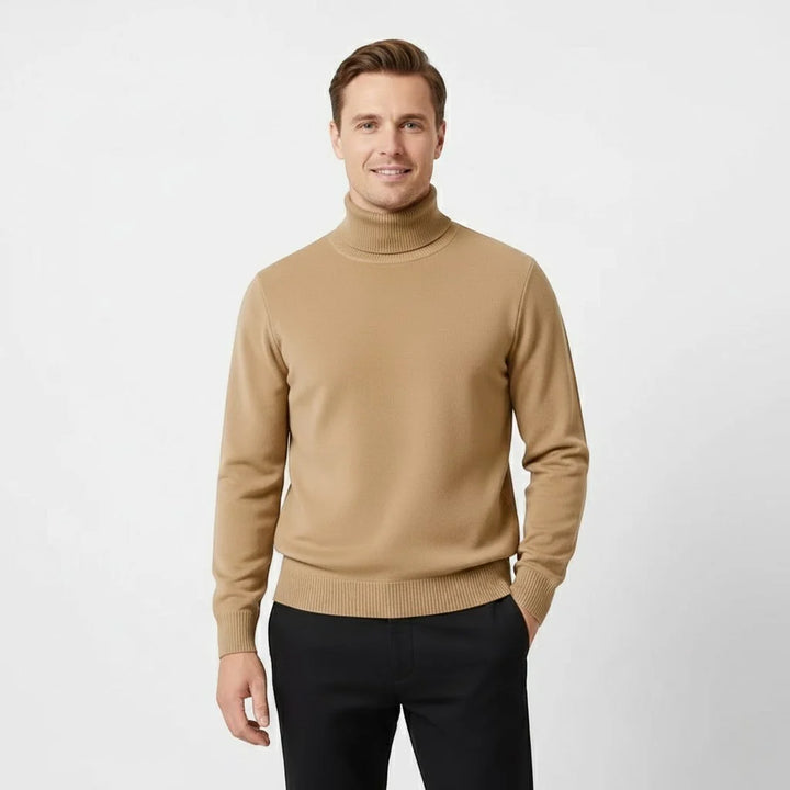 Men's Wool-Lined Turtleneck Sweater – Thick Velour Feel, Relaxed Fit