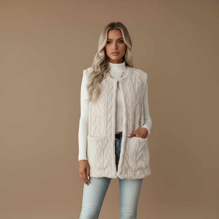 Women's Plush Vest – Diamond Texture Double-Sided Design