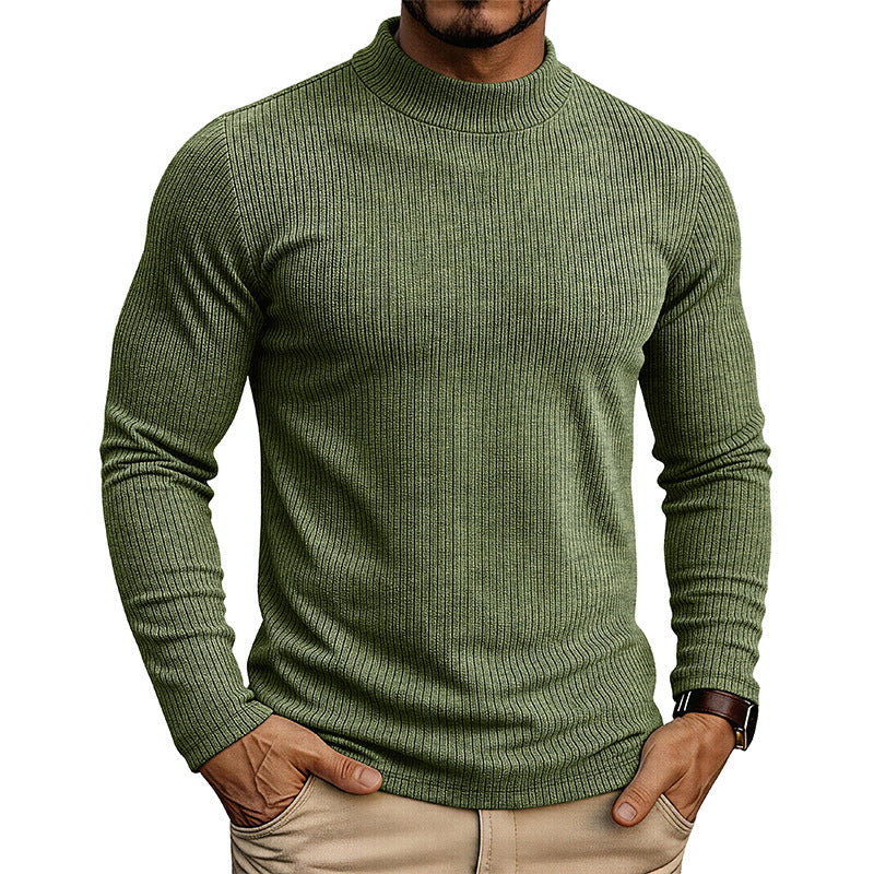 Men's Mandarin Collar Sweater – Slim Fit Knit Thermal Pullover