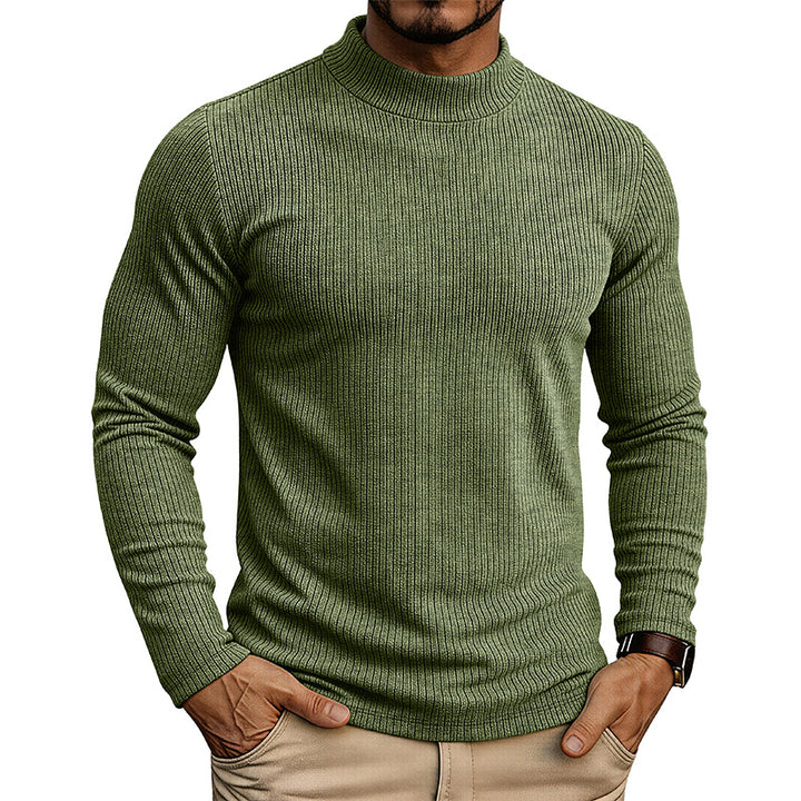 Men's Mandarin Collar Sweater – Slim Fit Knit Thermal Pullover