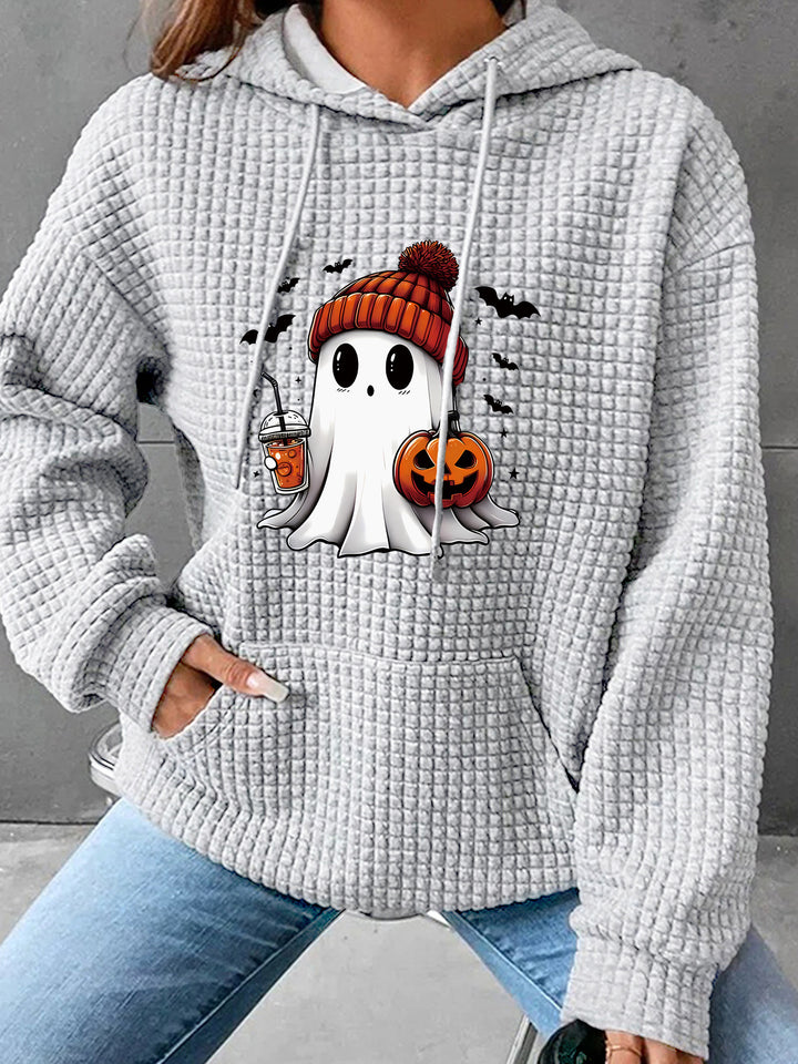 Women's Waffle Knit Long-Sleeve Hoodie – Relaxed Street Style