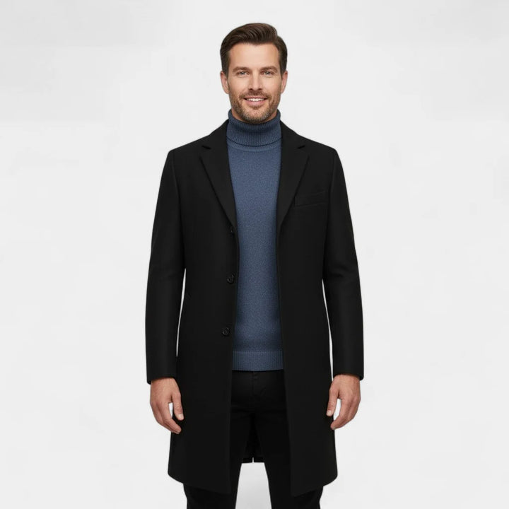 Men's Wool Blend Trench Coat – Classic Mid-Length Overcoat
