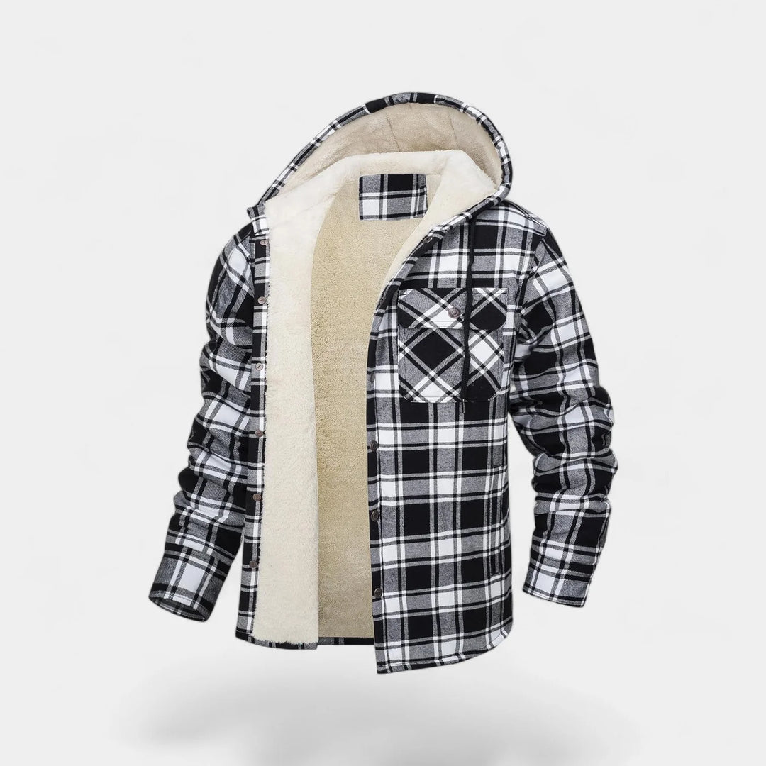 Men's Plaid Hoodie Jacket – Fleece Lined Casual Outerwear