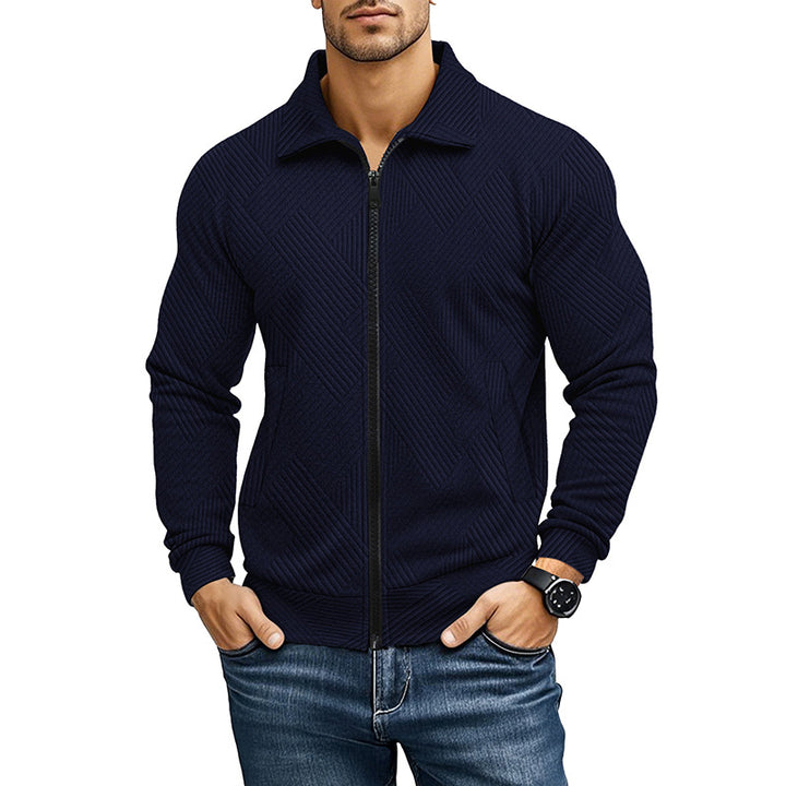 Men's Waffle Texture Jacket – Regular Fit Turn-Down Collar
