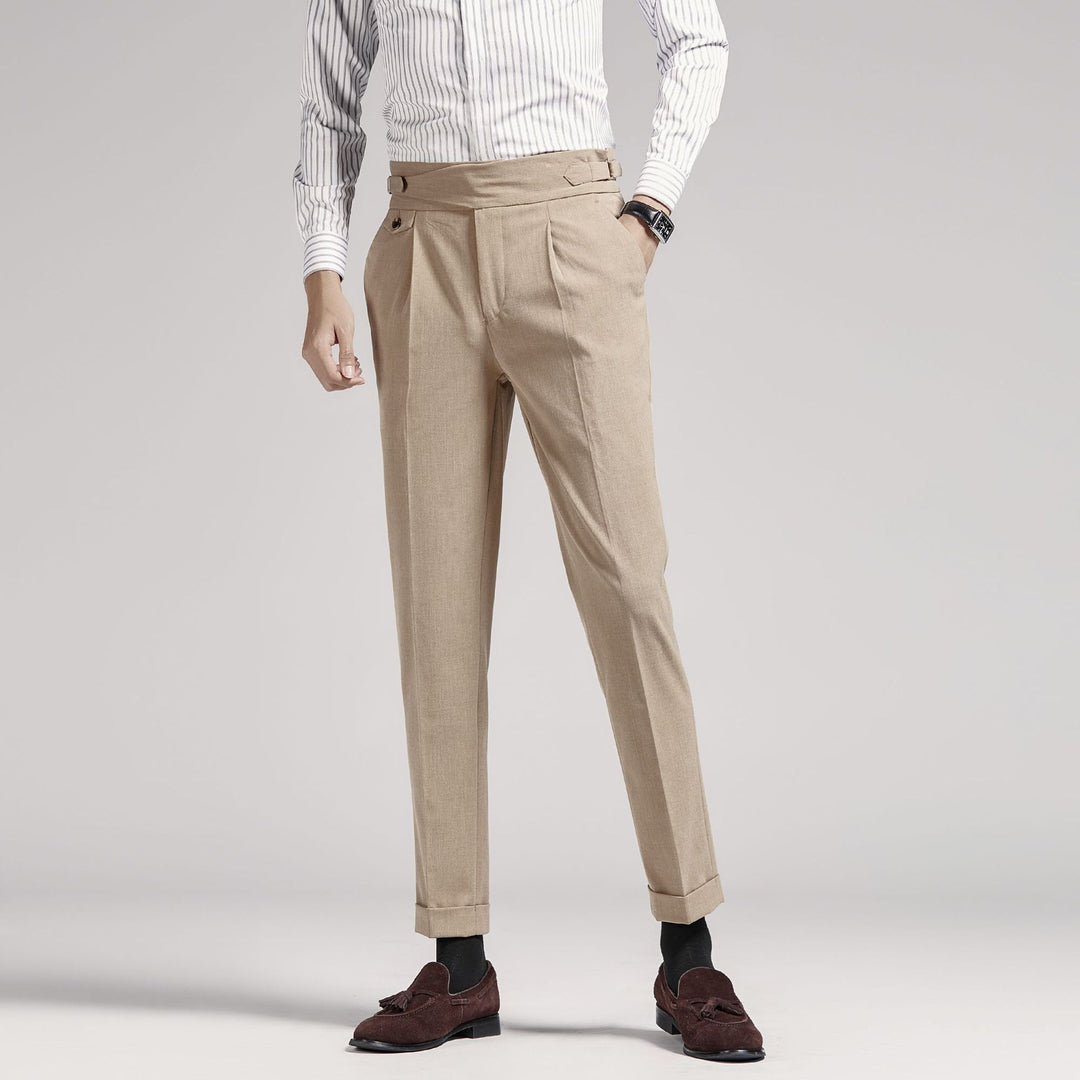 Men's Modern High Waist Slim Trouser – Refined Pleated Front