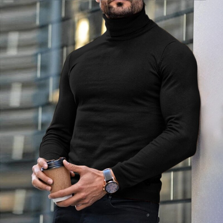 Men's Printed Stretch Turtleneck T-Shirt – Soft Long Sleeve Top