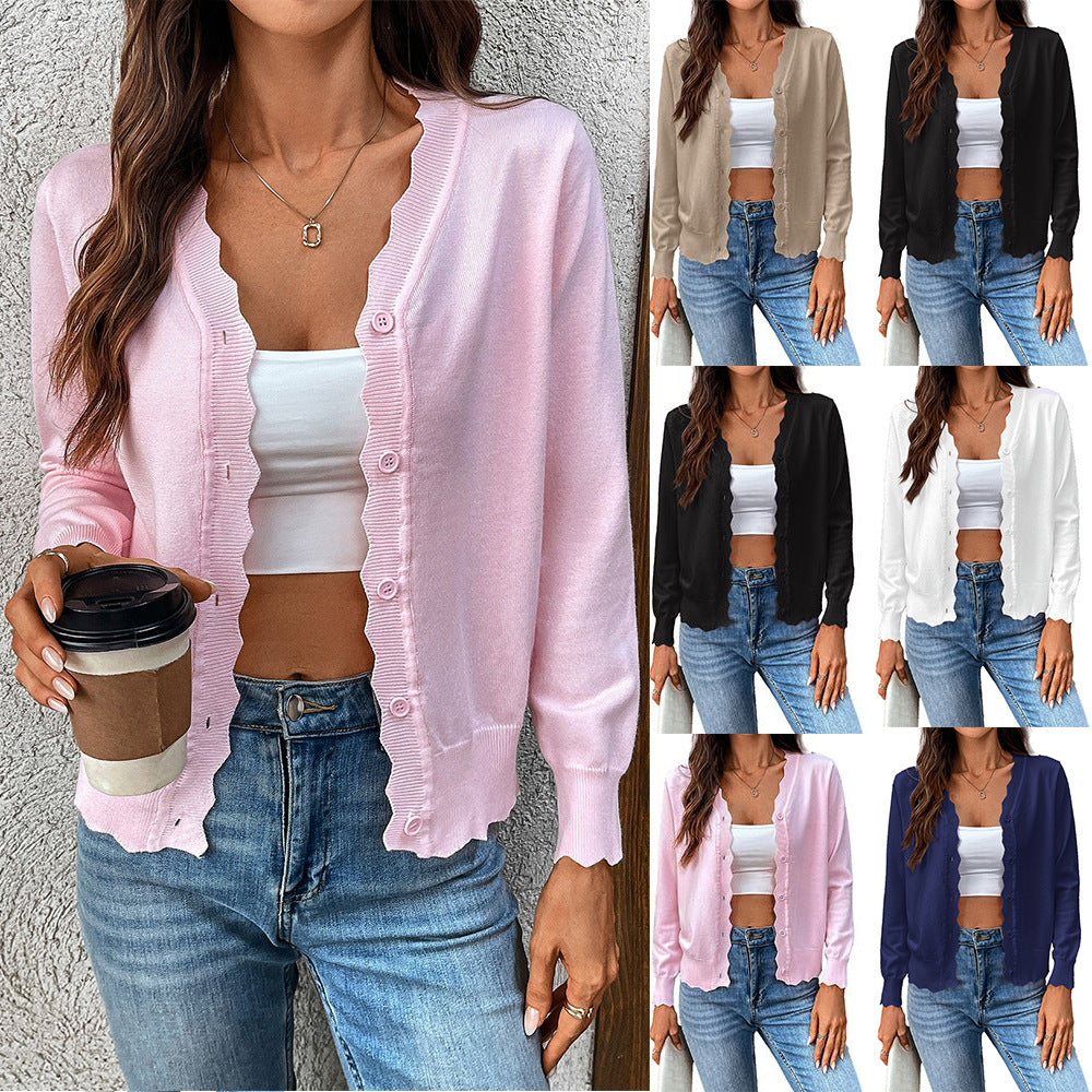 Women's Lightweight Knit Cardigan – V-Neck Long Sleeve Layer