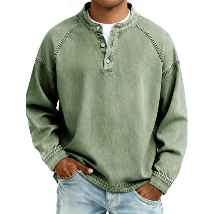 Men's Cotton Vintage Pullover Top – Slim Fit Long Sleeve