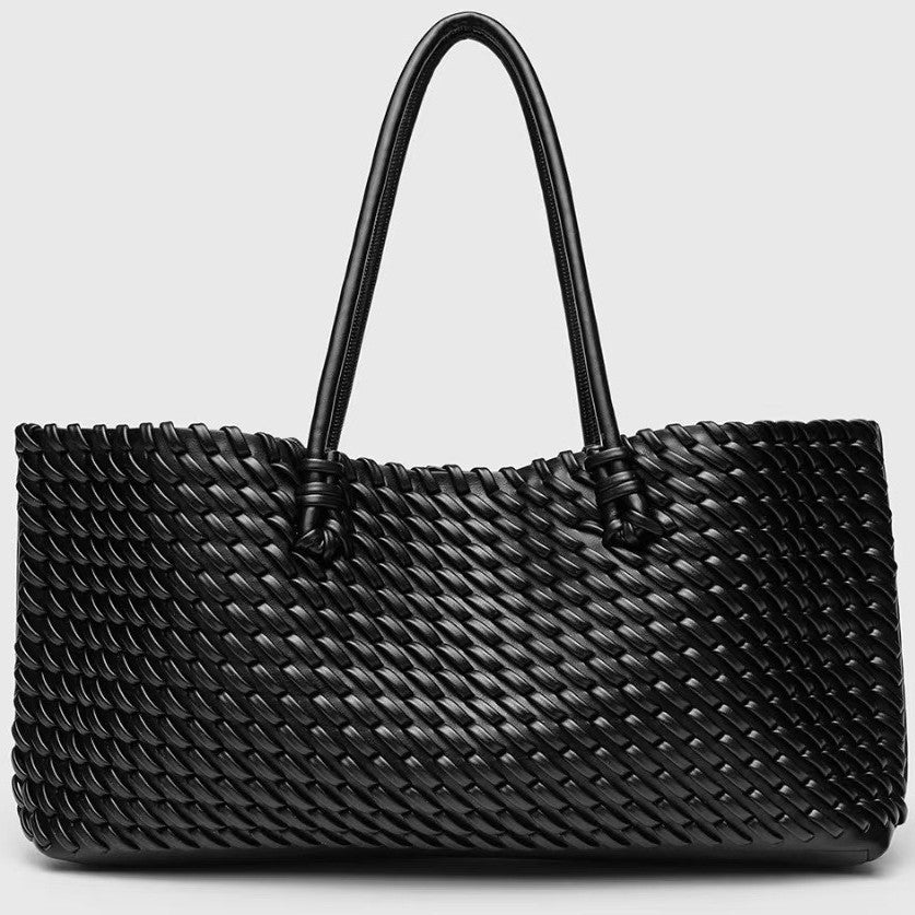 Woven Tote Bag for Women – Vegan Leather, Structured Design