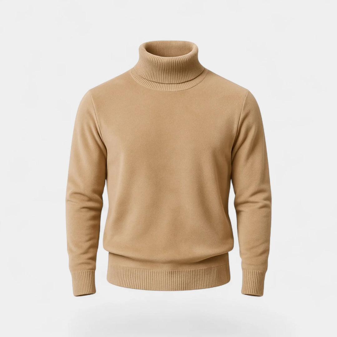 Men's Wool-Lined Turtleneck Sweater – Thick Velour Feel, Relaxed Fit