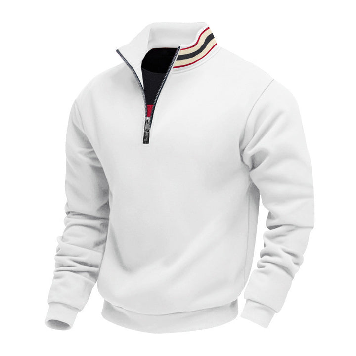 Men's Thermal Fleece-Lined Hoodie Stand Collar Half-Zip Pullover