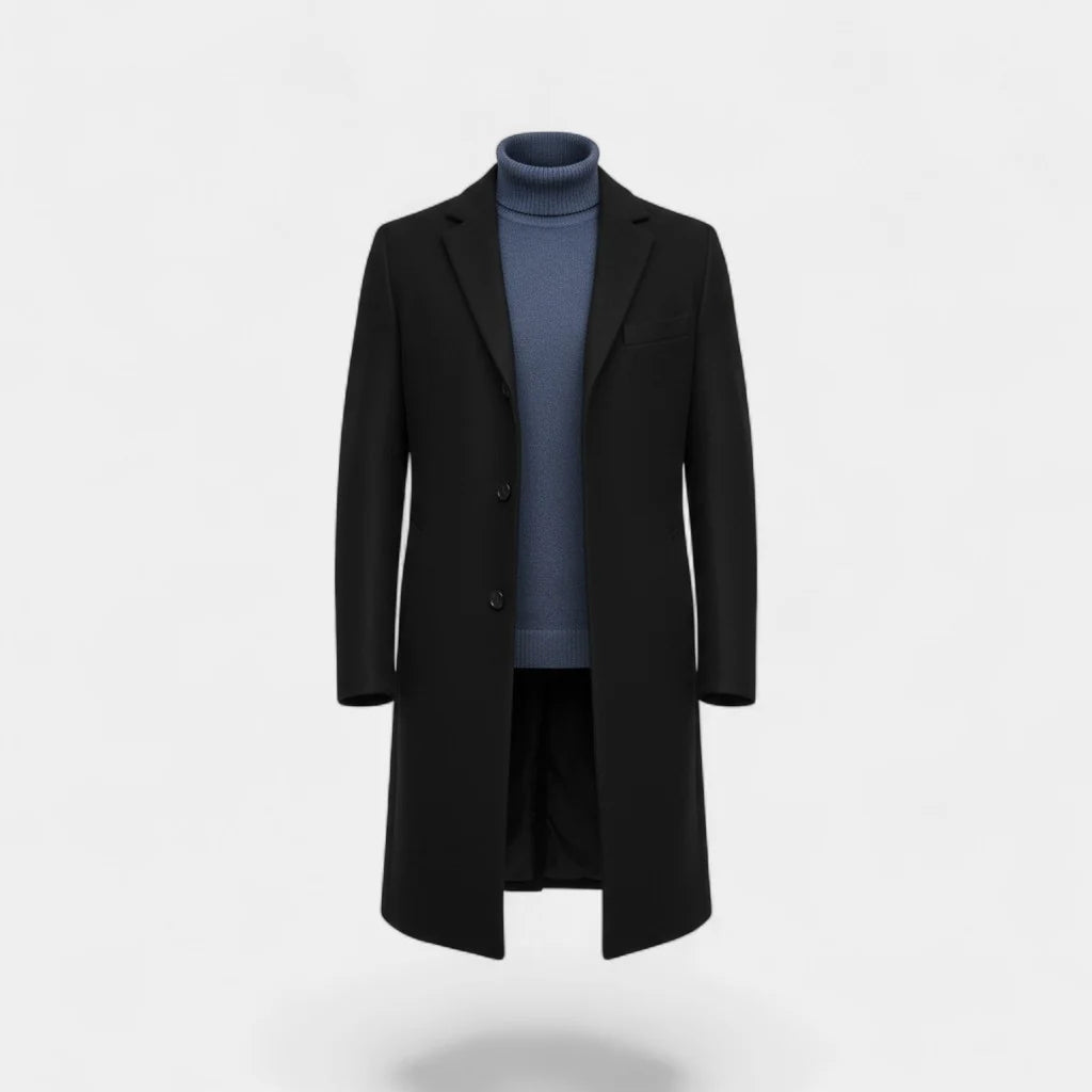 Men's Wool Blend Trench Coat – Classic Mid-Length Overcoat