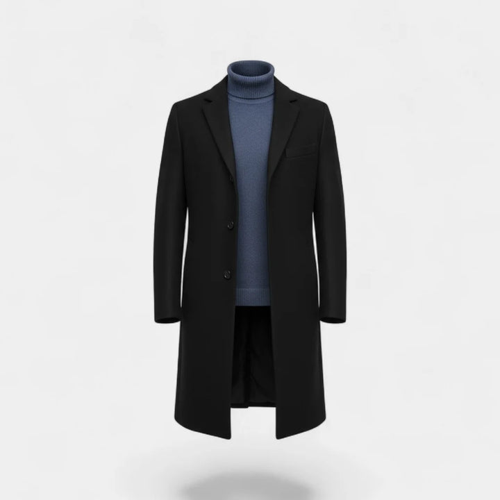 Men's Wool Blend Trench Coat – Classic Mid-Length Overcoat