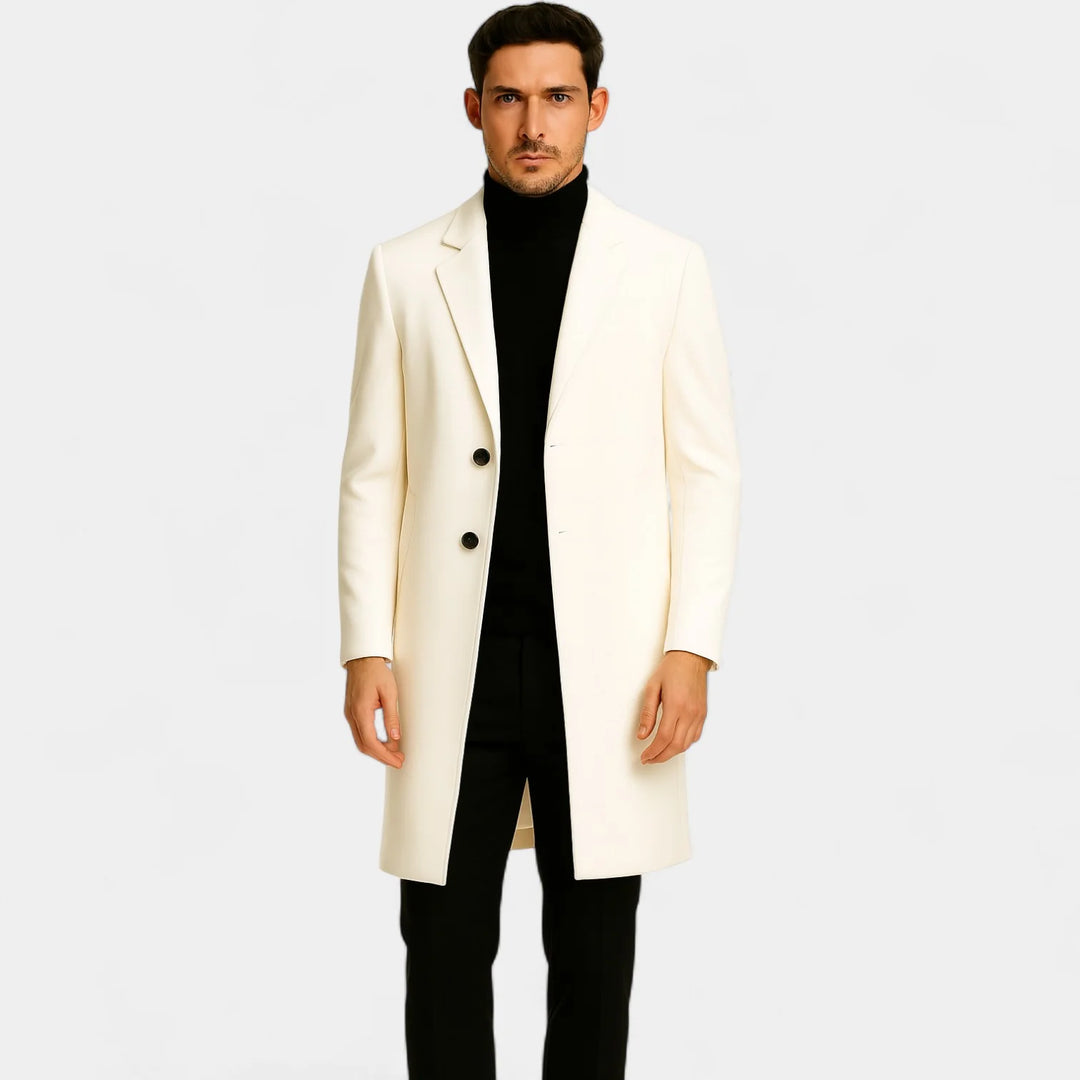 Men’s Mid-Length Cotton Blend Coat – Windbreaker Style