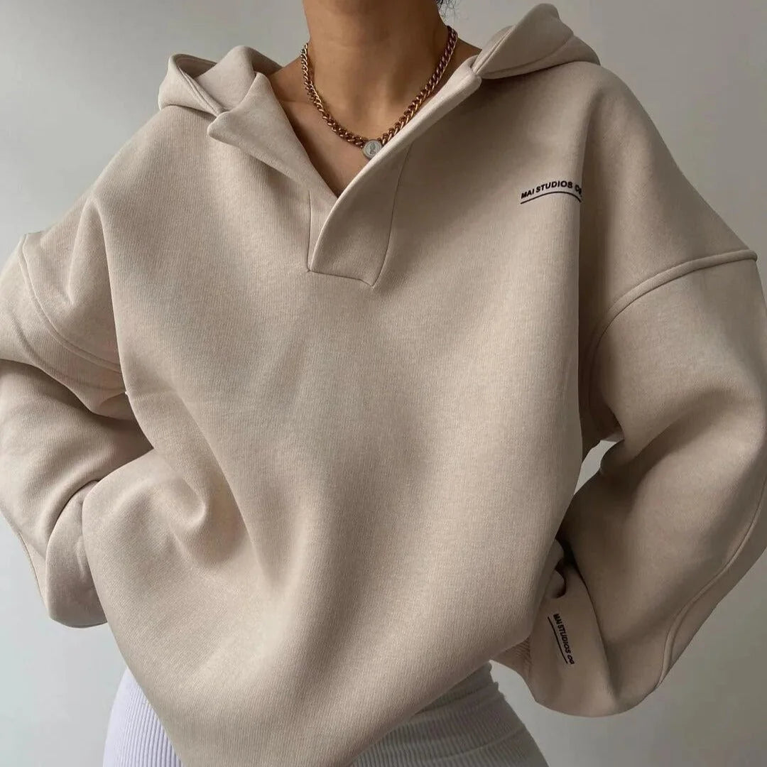Women's Fleece-Lined Hoodie Sweatshirt – Relaxed Fit Pullover