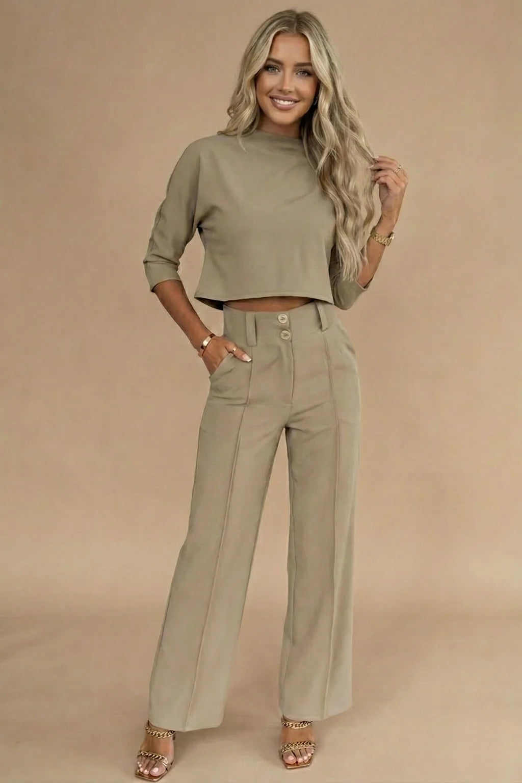 Women's Casual Nine-Quarter Sleeve Set – Fresh Relaxed Silhouette