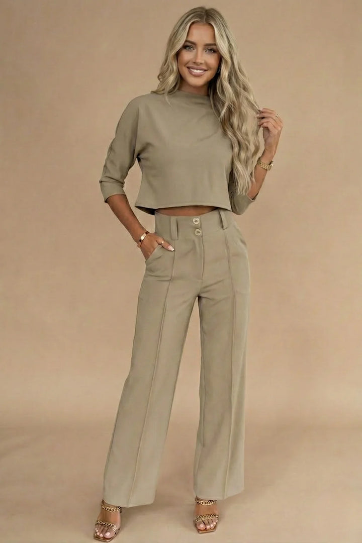 Women's Casual Nine-Quarter Sleeve Set – Fresh Relaxed Silhouette